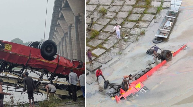 Bus Accident : जळगाव आगाराची बस नर्मदा नदीत कोसळली,१३ प्रवाशांचा मृत्यू!